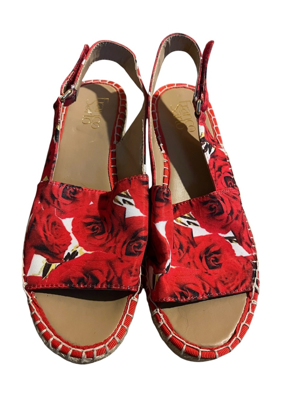 Franco Sarto Leanne Espadrille Wedge Open Toe Sandals Size 8